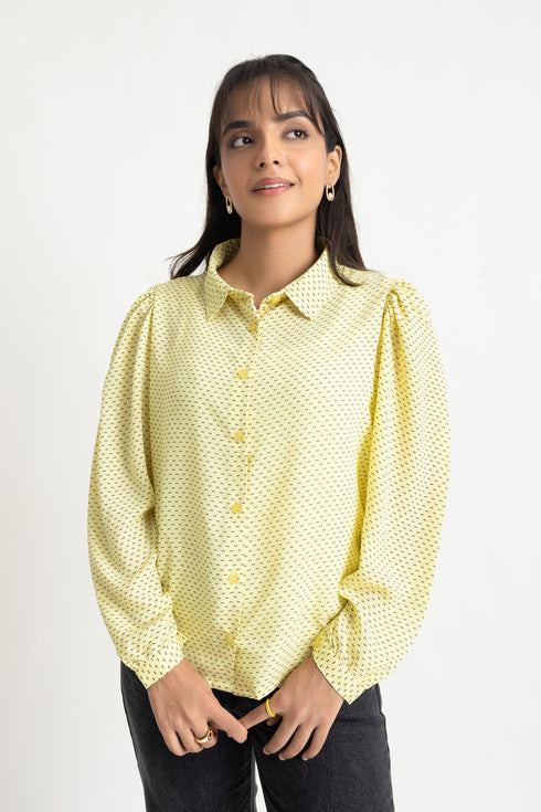 Dotted Yellow Georgette Top